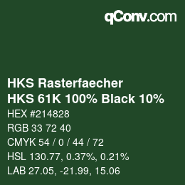 Color code: HKS Rasterfaecher - HKS 61K 100% Black 10% | qconv.com