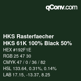 Código de color: HKS Rasterfaecher - HKS 61K 100% Black 50% | qconv.com