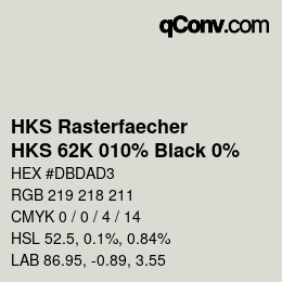 Color code: HKS Rasterfaecher - HKS 62K 010% Black 0% | qconv.com