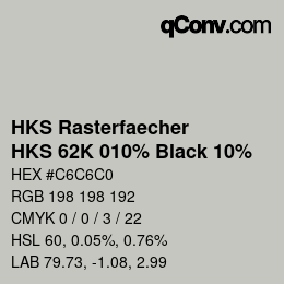 Color code: HKS Rasterfaecher - HKS 62K 010% Black 10% | qconv.com