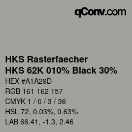 カラーコード: HKS Rasterfaecher - HKS 62K 010% Black 30% | qconv.com