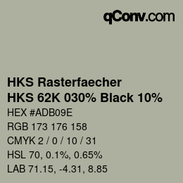 Farbcode: HKS Rasterfaecher - HKS 62K 030% Black 10% | qconv.com