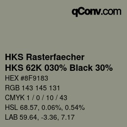 カラーコード: HKS Rasterfaecher - HKS 62K 030% Black 30% | qconv.com