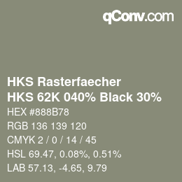 Farbcode: HKS Rasterfaecher - HKS 62K 040% Black 30% | qconv.com