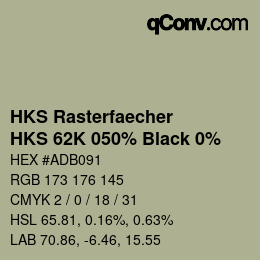 Code couleur: HKS Rasterfaecher - HKS 62K 050% Black 0% | qconv.com