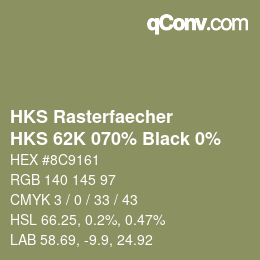 Code couleur: HKS Rasterfaecher - HKS 62K 070% Black 0% | qconv.com