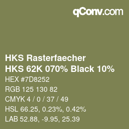 Code couleur: HKS Rasterfaecher - HKS 62K 070% Black 10% | qconv.com