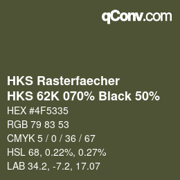 Farbcode: HKS Rasterfaecher - HKS 62K 070% Black 50% | qconv.com