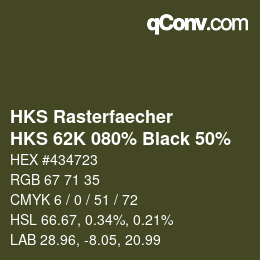 カラーコード: HKS Rasterfaecher - HKS 62K 080% Black 50% | qconv.com
