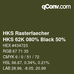 Color code: HKS Rasterfaecher - HKS 62K 080% Black 50% | qconv.com