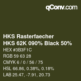 カラーコード: HKS Rasterfaecher - HKS 62K 090% Black 50% | qconv.com