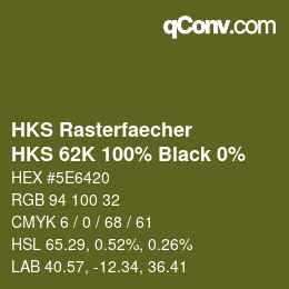 カラーコード: HKS Rasterfaecher - HKS 62K 100% Black 0% | qconv.com