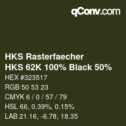 Farbcode: HKS Rasterfaecher - HKS 62K 100% Black 50% | qconv.com