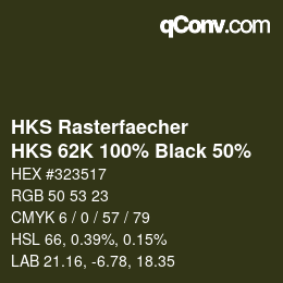 Código de color: HKS Rasterfaecher - HKS 62K 100% Black 50% | qconv.com