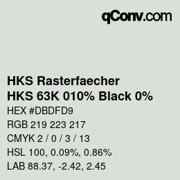 Color code: HKS Rasterfaecher - HKS 63K 010% Black 0% | qconv.com