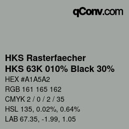 カラーコード: HKS Rasterfaecher - HKS 63K 010% Black 30% | qconv.com