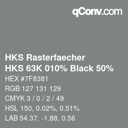 Color code: HKS Rasterfaecher - HKS 63K 010% Black 50% | qconv.com