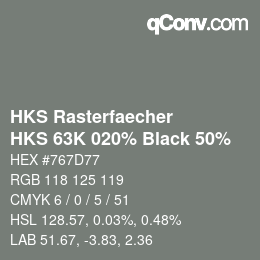 カラーコード: HKS Rasterfaecher - HKS 63K 020% Black 50% | qconv.com