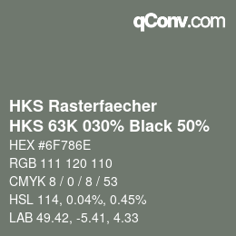 カラーコード: HKS Rasterfaecher - HKS 63K 030% Black 50% | qconv.com