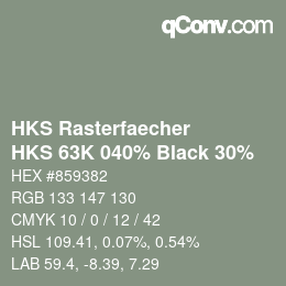 Code couleur: HKS Rasterfaecher - HKS 63K 040% Black 30% | qconv.com