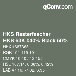 カラーコード: HKS Rasterfaecher - HKS 63K 040% Black 50% | qconv.com