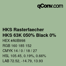 カラーコード: HKS Rasterfaecher - HKS 63K 050% Black 0% | qconv.com