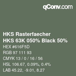 カラーコード: HKS Rasterfaecher - HKS 63K 050% Black 50% | qconv.com