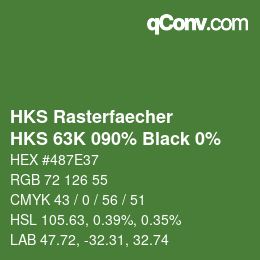 カラーコード: HKS Rasterfaecher - HKS 63K 090% Black 0% | qconv.com