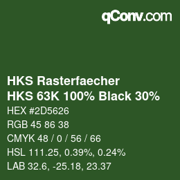 カラーコード: HKS Rasterfaecher - HKS 63K 100% Black 30% | qconv.com