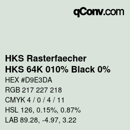 Código de color: HKS Rasterfaecher - HKS 64K 010% Black 0% | qconv.com