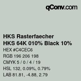 Farbcode: HKS Rasterfaecher - HKS 64K 010% Black 10% | qconv.com