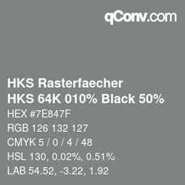 Color code: HKS Rasterfaecher - HKS 64K 010% Black 50% | qconv.com