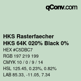 Color code: HKS Rasterfaecher - HKS 64K 020% Black 0% | qconv.com