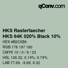 Farbcode: HKS Rasterfaecher - HKS 64K 020% Black 10% | qconv.com