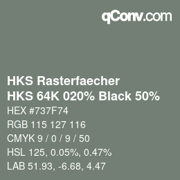 Código de color: HKS Rasterfaecher - HKS 64K 020% Black 50% | qconv.com