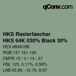 カラーコード: HKS Rasterfaecher - HKS 64K 030% Black 30% | qconv.com