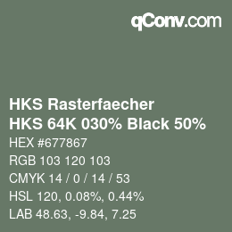 カラーコード: HKS Rasterfaecher - HKS 64K 030% Black 50% | qconv.com