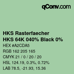 Farbcode: HKS Rasterfaecher - HKS 64K 040% Black 0% | qconv.com