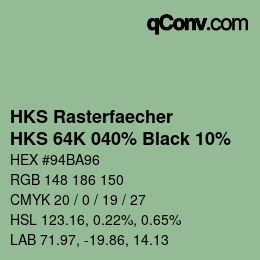 Farbcode: HKS Rasterfaecher - HKS 64K 040% Black 10% | qconv.com