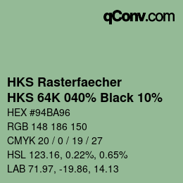 Code couleur: HKS Rasterfaecher - HKS 64K 040% Black 10% | qconv.com