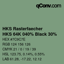Code couleur: HKS Rasterfaecher - HKS 64K 040% Black 30% | qconv.com