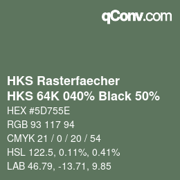 Color code: HKS Rasterfaecher - HKS 64K 040% Black 50% | qconv.com