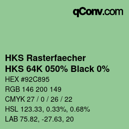 Farbcode: HKS Rasterfaecher - HKS 64K 050% Black 0% | qconv.com