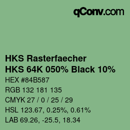 Farbcode: HKS Rasterfaecher - HKS 64K 050% Black 10% | qconv.com