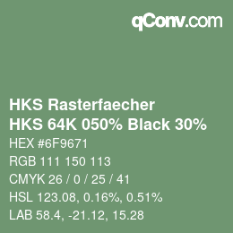 カラーコード: HKS Rasterfaecher - HKS 64K 050% Black 30% | qconv.com