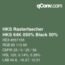 Farbcode: HKS Rasterfaecher - HKS 64K 050% Black 50% | qconv.com