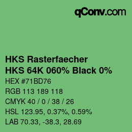 カラーコード: HKS Rasterfaecher - HKS 64K 060% Black 0% | qconv.com