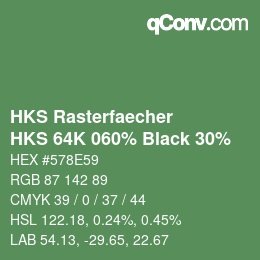 カラーコード: HKS Rasterfaecher - HKS 64K 060% Black 30% | qconv.com