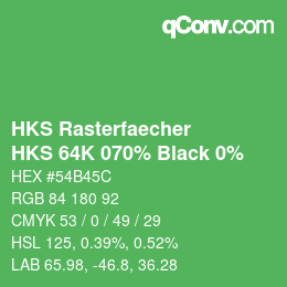 カラーコード: HKS Rasterfaecher - HKS 64K 070% Black 0% | qconv.com
