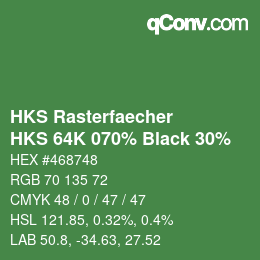 カラーコード: HKS Rasterfaecher - HKS 64K 070% Black 30% | qconv.com